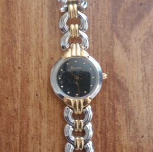 Bulova vintage quartz watch , one is two tone, one is gold plated with diamonds